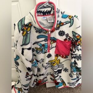 Disney White and Pink Fleece Jacket with Fun Print